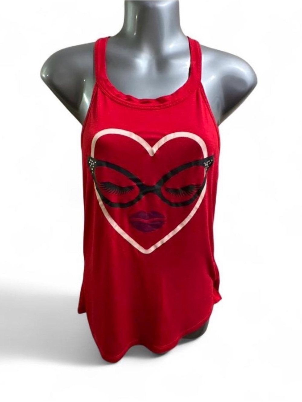 Betsey Johnson Red Heart Graphic Tank Top - Sz M